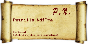 Petrilla Nóra névjegykártya