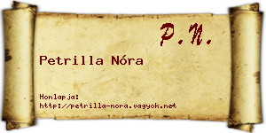 Petrilla Nóra névjegykártya